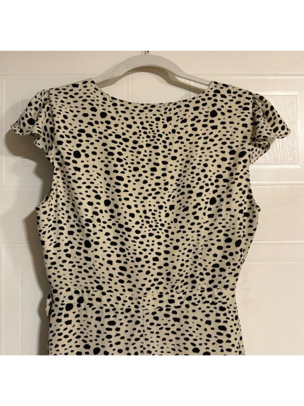 Like New BB Dakota Steve Madden High-Low Wrap Midi Dress Polka Dot Beige Black S - Picture 5 of 11